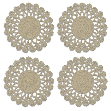 Heritage Lace 8 in. Crochet Envy Lacy Round Doily - Natural - Set of 4 CEL-0800NA-S
